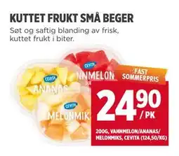 Meny KUTTET FRUKT SMÅ BEGER tilbud