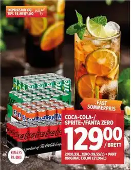 Meny COCA-COLA-/ SPRITE-/FANTA ZERO tilbud