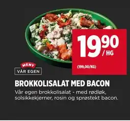 Meny BROKKOLISALAT MED BACON tilbud