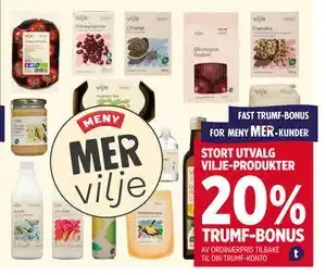 Meny STORT UTVALG VILJE-PRODUKTER tilbud