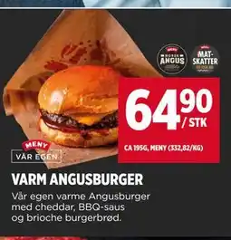 Meny VARM ANGUSBURGER tilbud