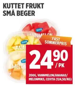 Meny KUTTET FRUKT SMÅ BEGER tilbud