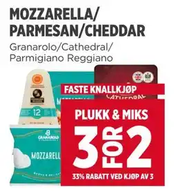 Meny MOZZARELLA/ PARMESAN/CHEDDAR tilbud