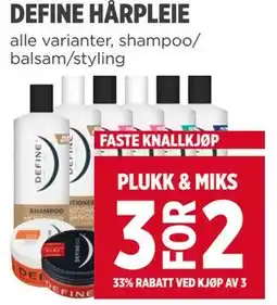 Meny DEFINE HÅRPLEIE tilbud