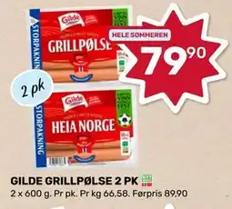 Matkroken GILDE GRILLPØLSE 2 PK tilbud