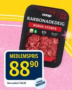 Coop Prix Karbonadedeig tilbud