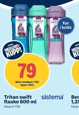 Coop Obs Tritan swift flaske 600 ml tilbud