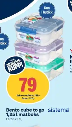 Coop Obs Bento cube to go 1,25 l matboks tilbud