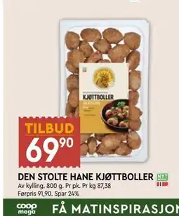 Coop Mega DEN STOLTE HANE KJØTTBOLLER tilbud