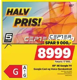 POWER CEPTER 85 4K Google TV tilbud