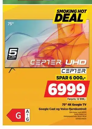 POWER CEPTER 75 4K Google TV tilbud