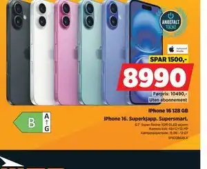 POWER iPhone 16 128 GB tilbud