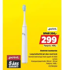 POWER Point Elektrisk tannbørste POTB1000 tilbud