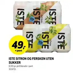Bunnpris ISTE SITRON OG FERSKEN UTEN SUKKER tilbud