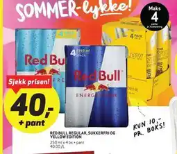 Bunnpris RED BULL REGULAR, SUKKERFRI OG YELLOW EDITION tilbud