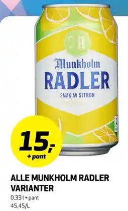 Bunnpris ALLE MUNKHOLM RADLER VARIANTER tilbud