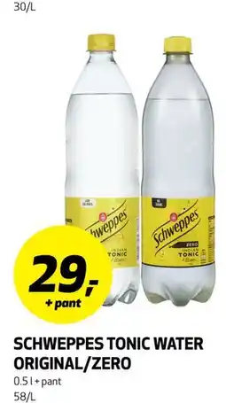 Bunnpris SCHWEPPES TONIC WATER ORIGINAL/ZERO tilbud