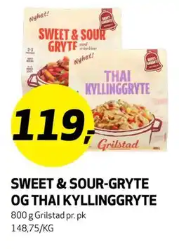 Bunnpris SWEET & SOUR-GRYTE OG THAI KYLLINGGRYTE tilbud