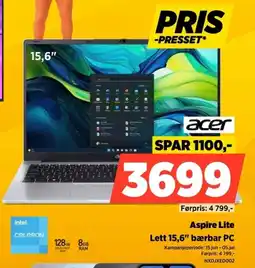 POWER Acer Aspire Lite Lett 15,6" bærbar PC tilbud
