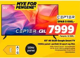 POWER Cepter 65" 4K QLED Google Smart TV 120Hz panel- perfekt til sport og film tilbud