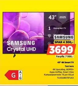 POWER Samsung 43" 4K Smart TV Text here tilbud