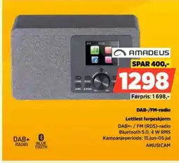 POWER Amadeus DAB-/FM-radio Lettlest fargeskjerm tilbud