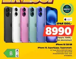 POWER Authorized Reseller iPhone 16 128 GB iPhone 16. Superkjapp. Supersmart. tilbud