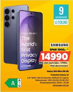 POWER Samsung Galaxy S26 Ultra 256 GB Forbedret Galaxy Al tilbud