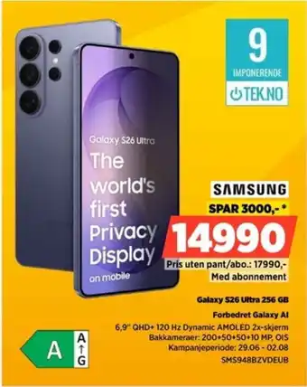 POWER Samsung Galaxy S26 Ultra 256 GB Forbedret Galaxy Al tilbud
