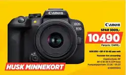 POWER Canon EOS R10+ RF-S 18-45 mm sett Youtube live streaming tilbud