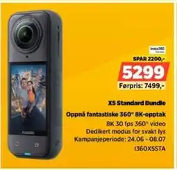 POWER Insta360 X5 Standard Bundle Oppnå fantastiske 360° 8K-opptak tilbud