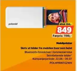 POWER Mobilprinter Skriv ut bilder fra mobilen hvor som helst tilbud