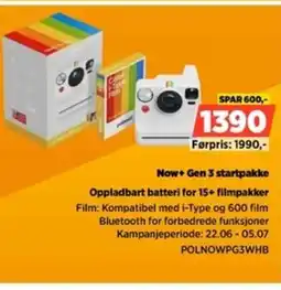 POWER Now+ Gen 3 startpakke Oppladbart batteri for 15+ filmpakker tilbud