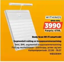 POWER Withings Body Scan Wi-Fi smartvekt Segmentell måling av kroppssammensetning tilbud