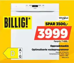 POWER Whirlpool Oppvaskmaskin Optimaliserte vaskeprogrammer tilbud
