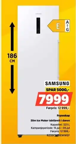 POWER Samsung Fryseskap Slim Ice Maker isbitbrett i døren tilbud