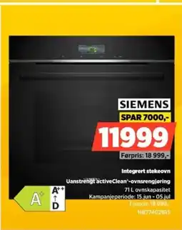POWER Siemens Integrert stekeovn Uanstrengt activeClean-ovnsrengjøring tilbud