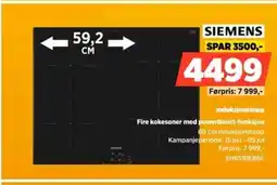 POWER Siemens Induksjonstopp Fire kokesoner med powerBoost-funksjon tilbud
