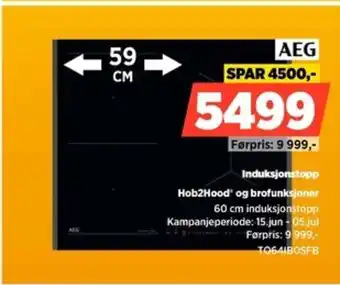 POWER Aeg Induksjonstopp Hob2Hood' og brofunksjoner tilbud