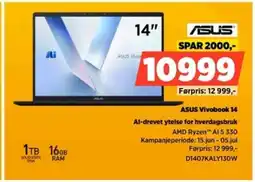 POWER Asus Vivobook 14 Al-drevet ytelse for hverdagsbruk tilbud
