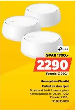 POWER Tp-link Mesh-system (3-pakk) Perfekt for store hjem tilbud