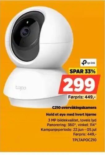 POWER Tp-link C210 overvåkingskamera Hold et øye med hvert hjørne tilbud