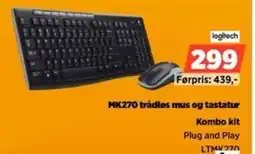 POWER Logitech MK270 trådløs mus og tastatur Kombo kit tilbud