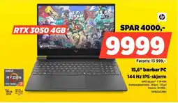 POWER Hp 15,6" bærbar PC 144 Hz IPS-skjerm tilbud