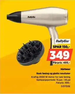 POWER Babyliss Hårføner Rask føning og glatte resultater tilbud