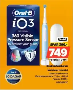 POWER Oral-B Elektrisk tannbørste Inkluderer reiseetui tilbud