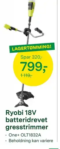Felleskjøpet Ryobi 18V batteridrevet gresstrimmer tilbud