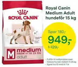 Felleskjøpet Royal Canin Medium Adult hundefôr 15 kg tilbud