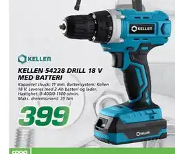 Coop Byggmix KELLEN 54228 DRILL 18 V MED BATTERI tilbud