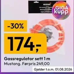 Gigaboks Gassregulator sett 1 m tilbud